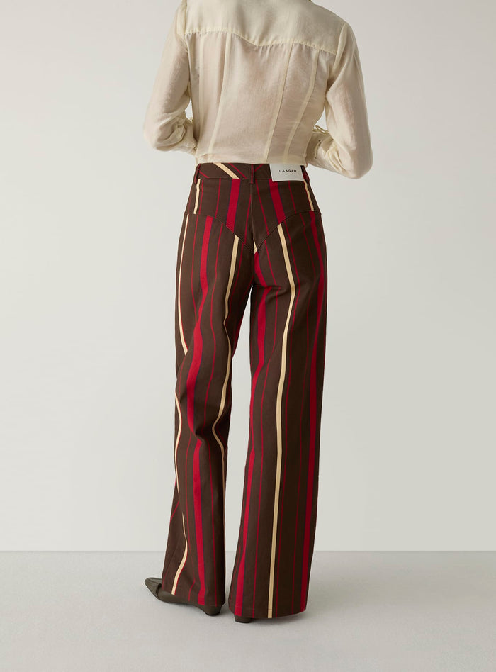 LEROY DARK BROWN STRIPED TWILL PANTS