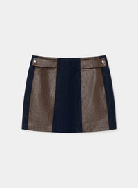 LIOR NAVY BLUE TEXTURED SHORT SKIRT