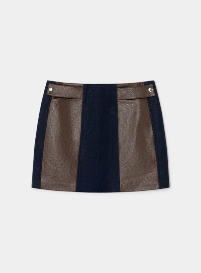 LIOR NAVY BLUE TEXTURED SHORT SKIRT