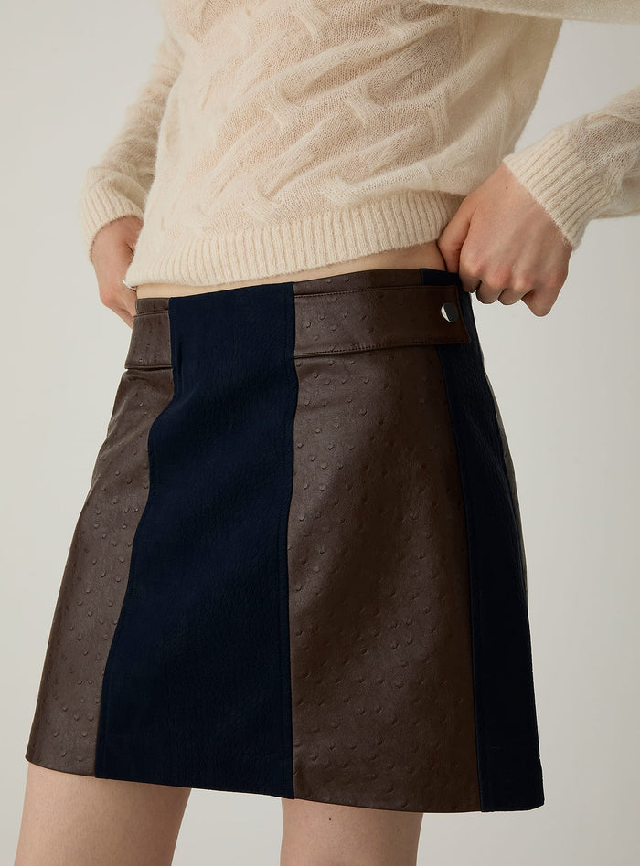 LIOR NAVY BLUE TEXTURED SHORT SKIRT
