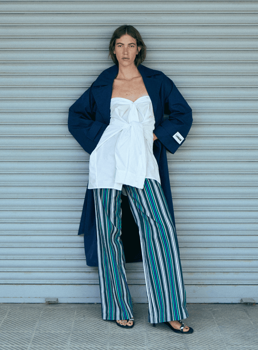 LEROY TEAL GREEN STRIPED TWILL PANTS