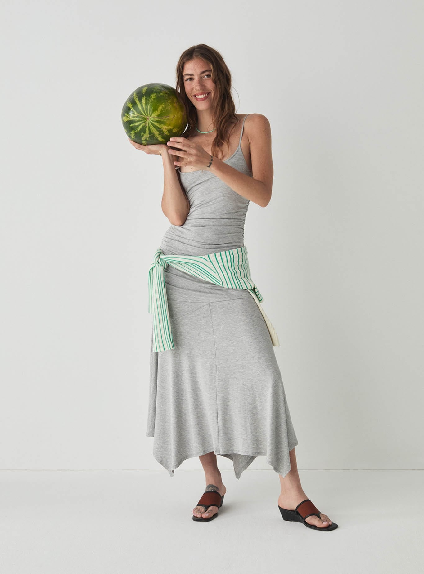 LUMA GREY MIDI DRESS