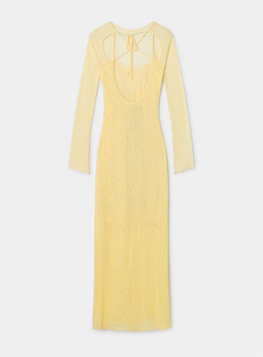 MARGOT YELLOW JERSEY MIDI DRESS