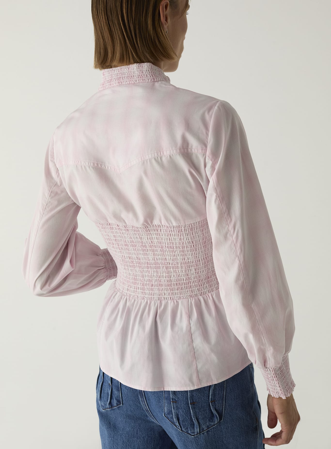 MINA PINK SQUARED ZIPPERED BLOUSE