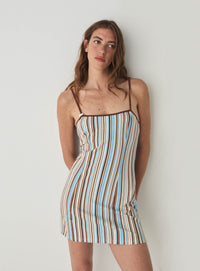 MIREL ECRU STRIPED SHORT DRESS