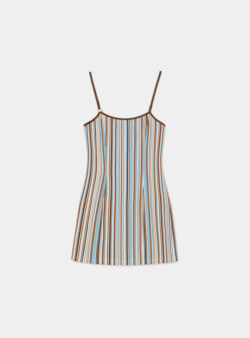 MIREL ECRU STRIPED SHORT DRESS