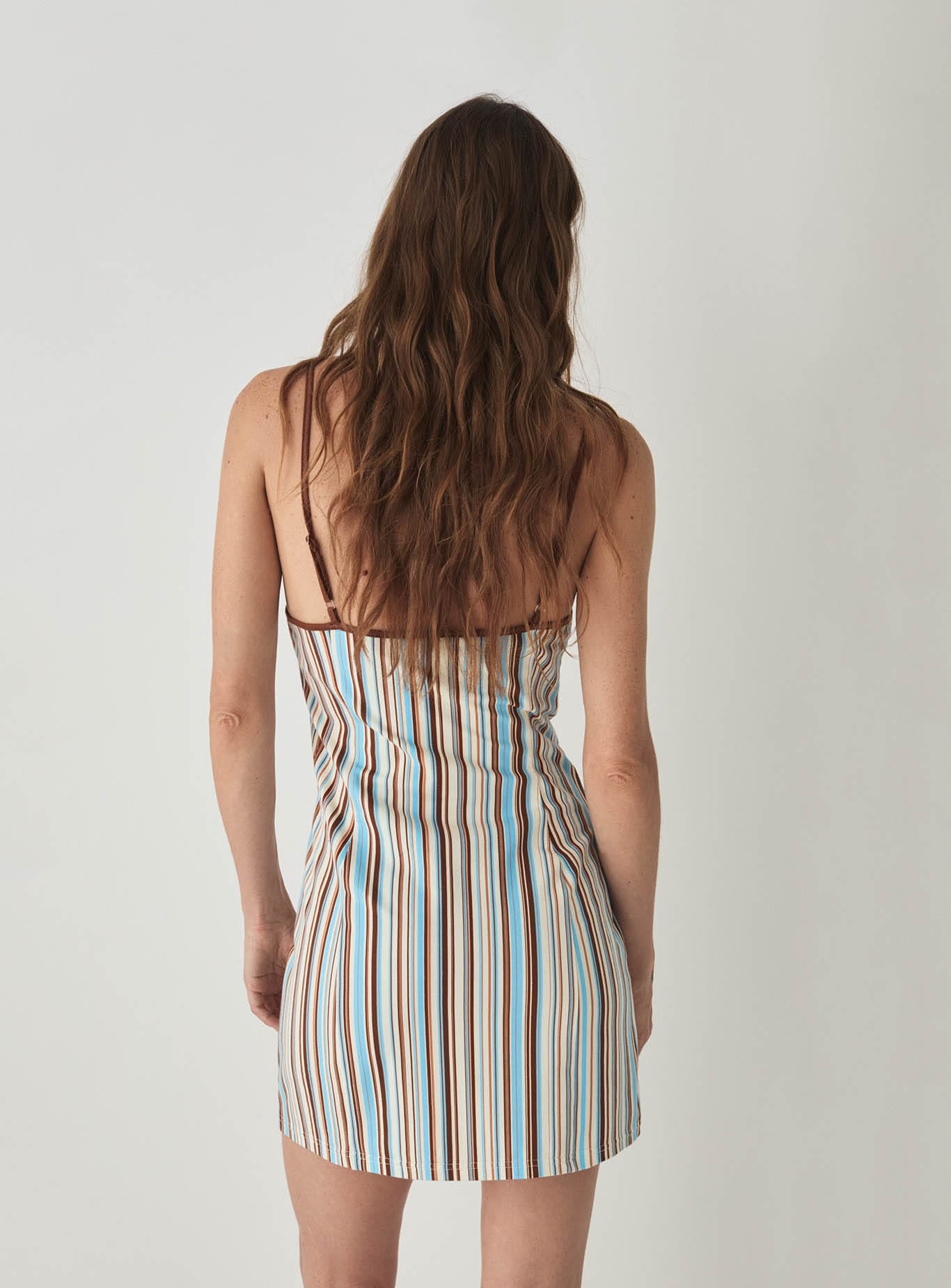 MIREL ECRU STRIPED SHORT DRESS