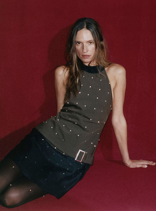 MALEN BROWN SEQUINS SHORT DRESS