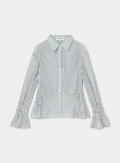 NAELIA LIGHT BLUE RUCHED SHIRT