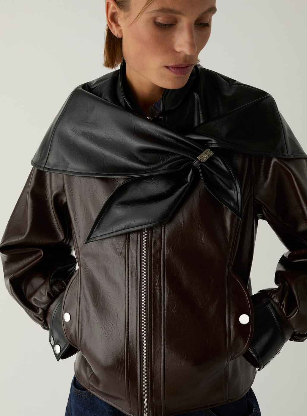 NOOR BROWN BOMBER JACKET