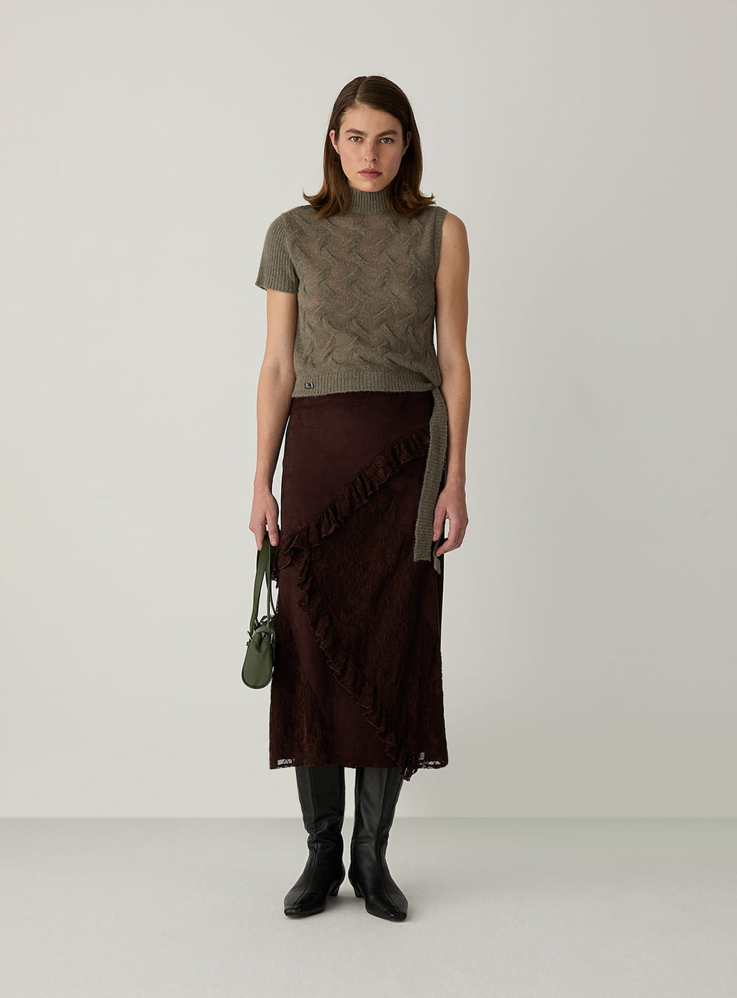 PAOLS BROWN MIDI SKIRT