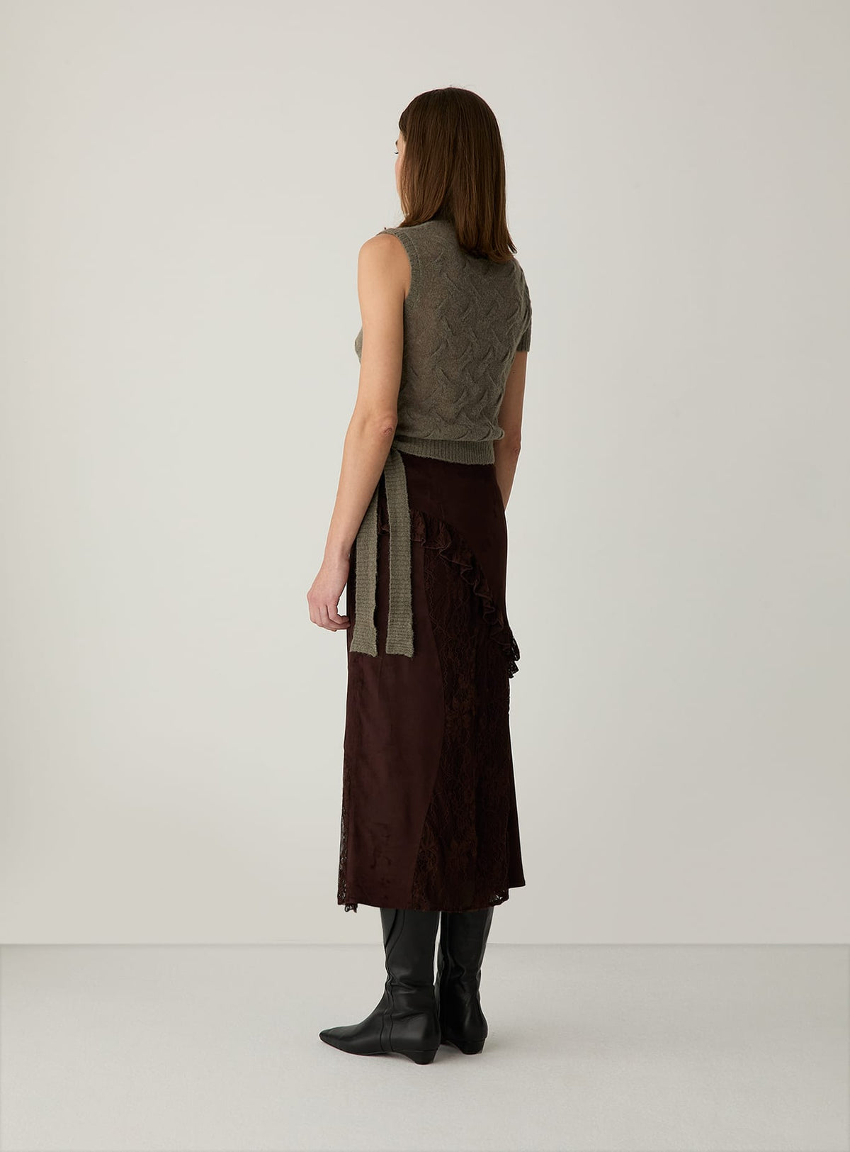 PAOLS BROWN MIDI SKIRT