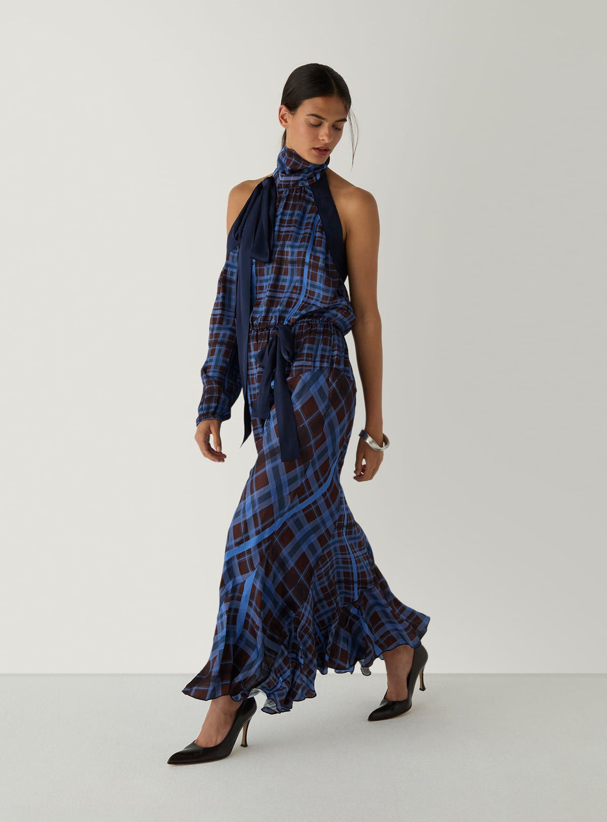 PEARL BROWN SQUARED LONG DRESS