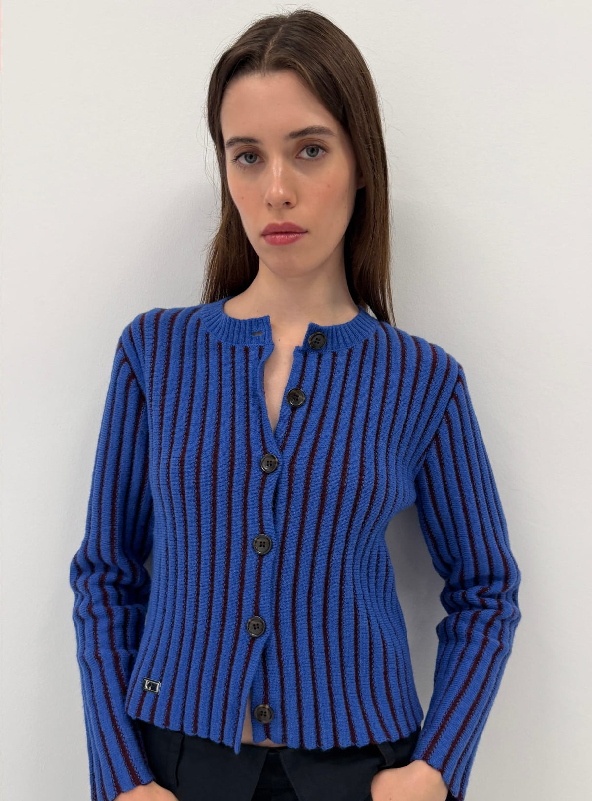 JOYCE BLUE TEXTURED CARDIGAN