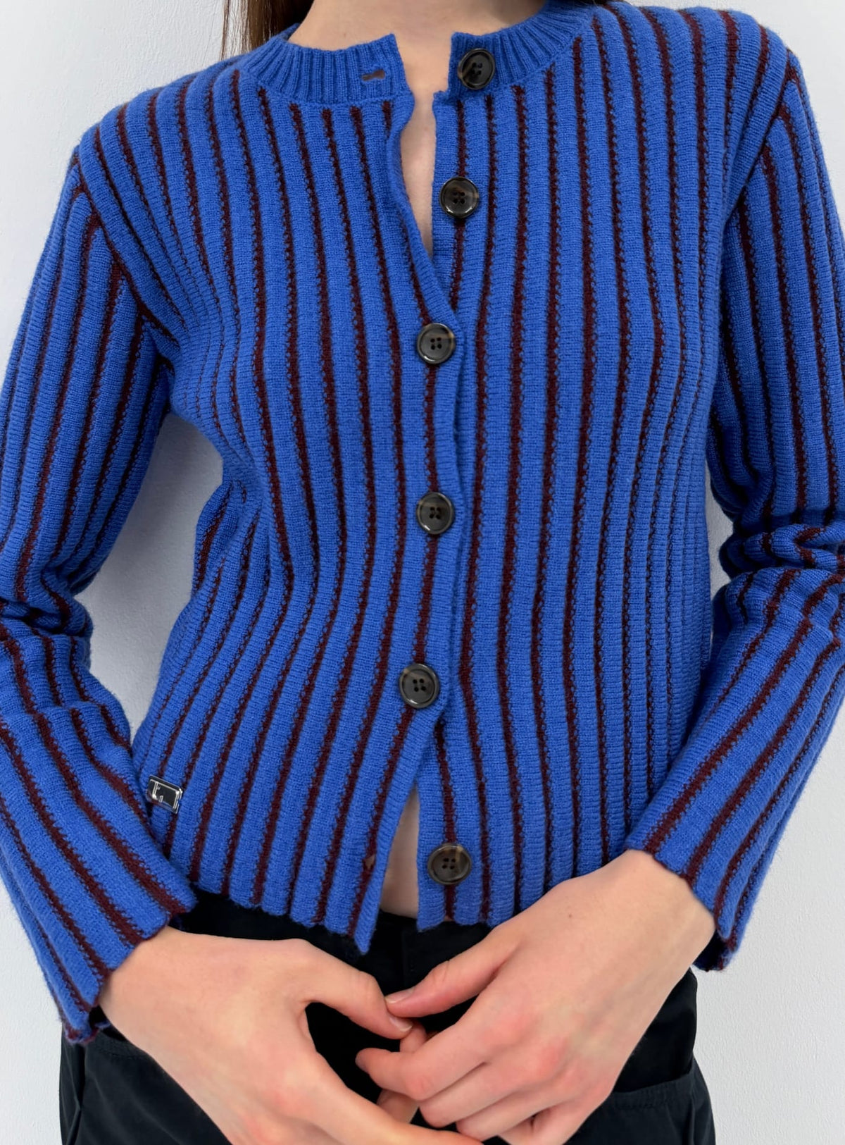 JOYCE BLUE TEXTURED CARDIGAN