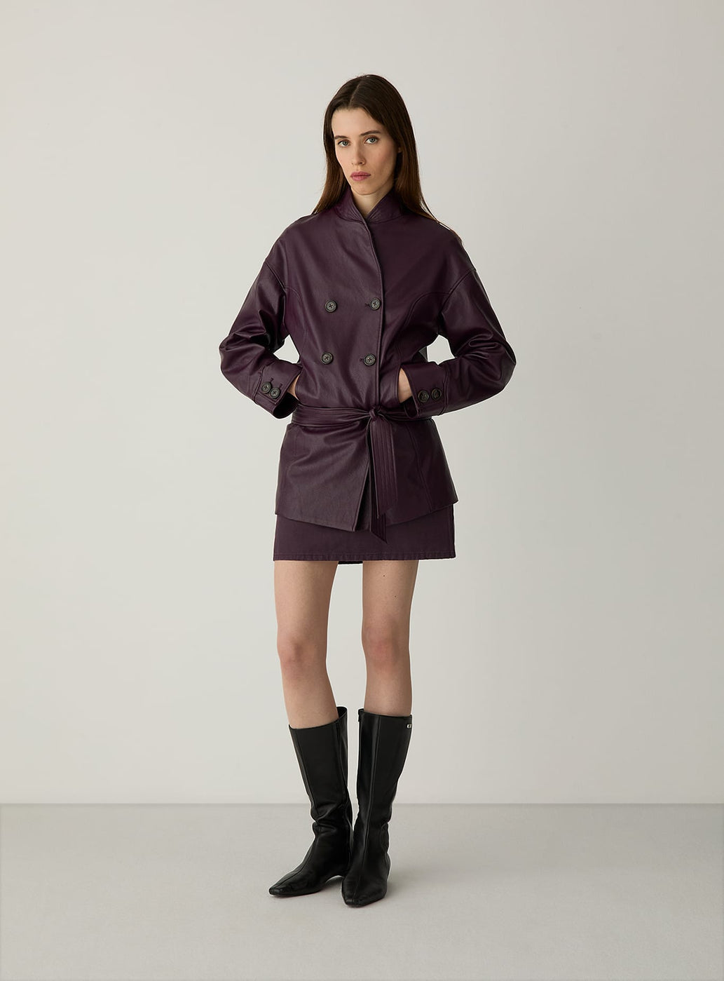 QUINN PLUM LONG JACKET