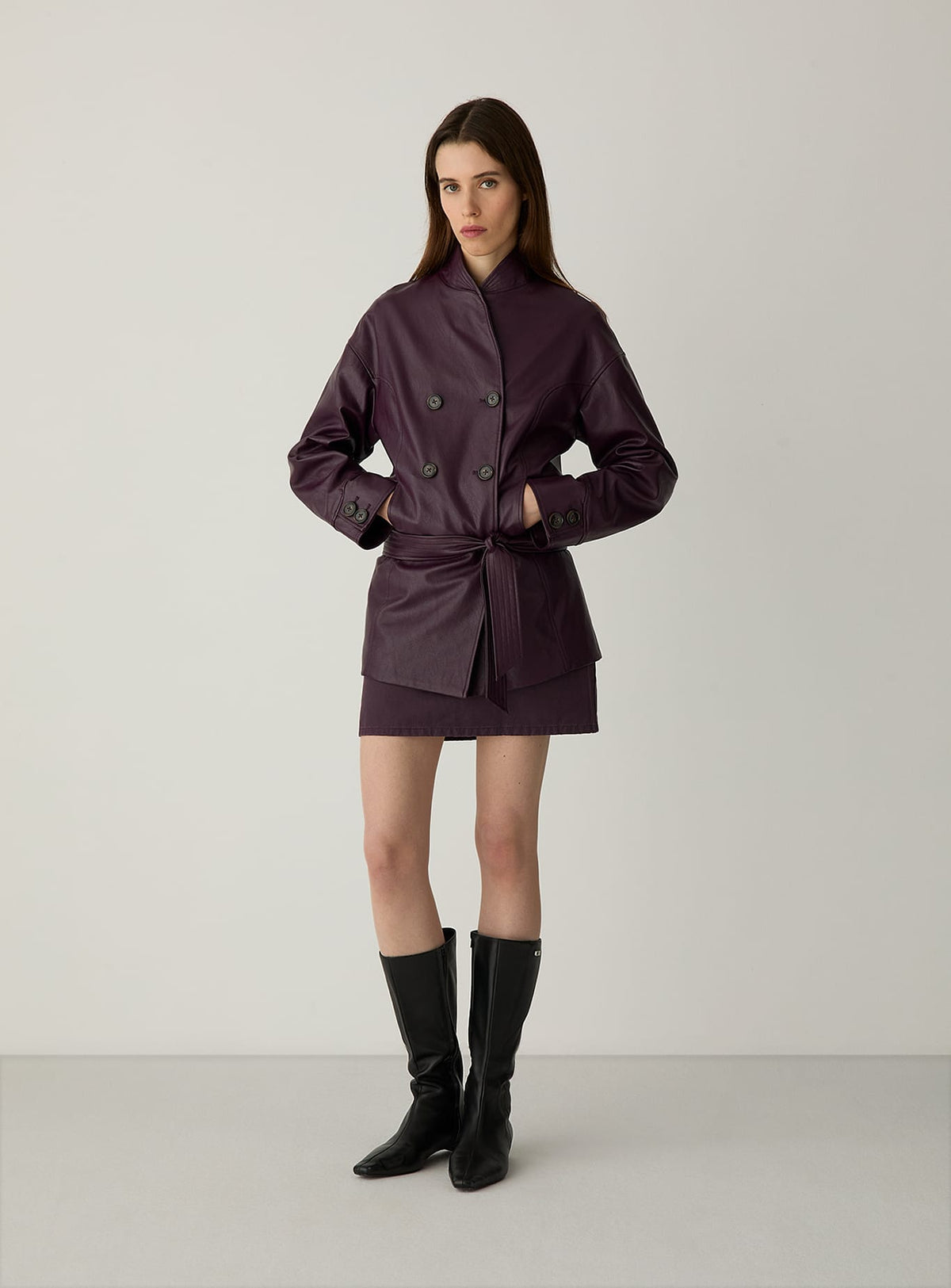 QUINN PLUM LONG JACKET