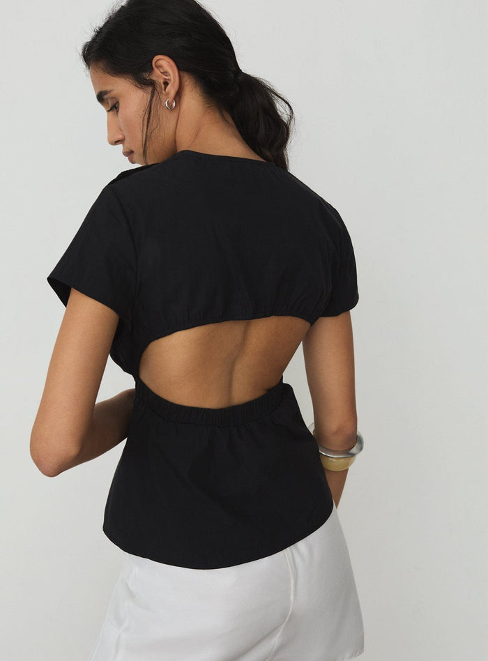 RAVEN BLACK ASYMMETRIC BLOUSE