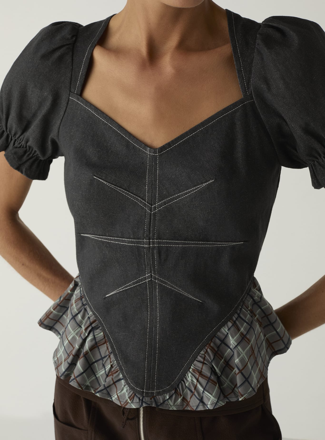 REGINA GREY PUFF SLEEVE BLOUSE
