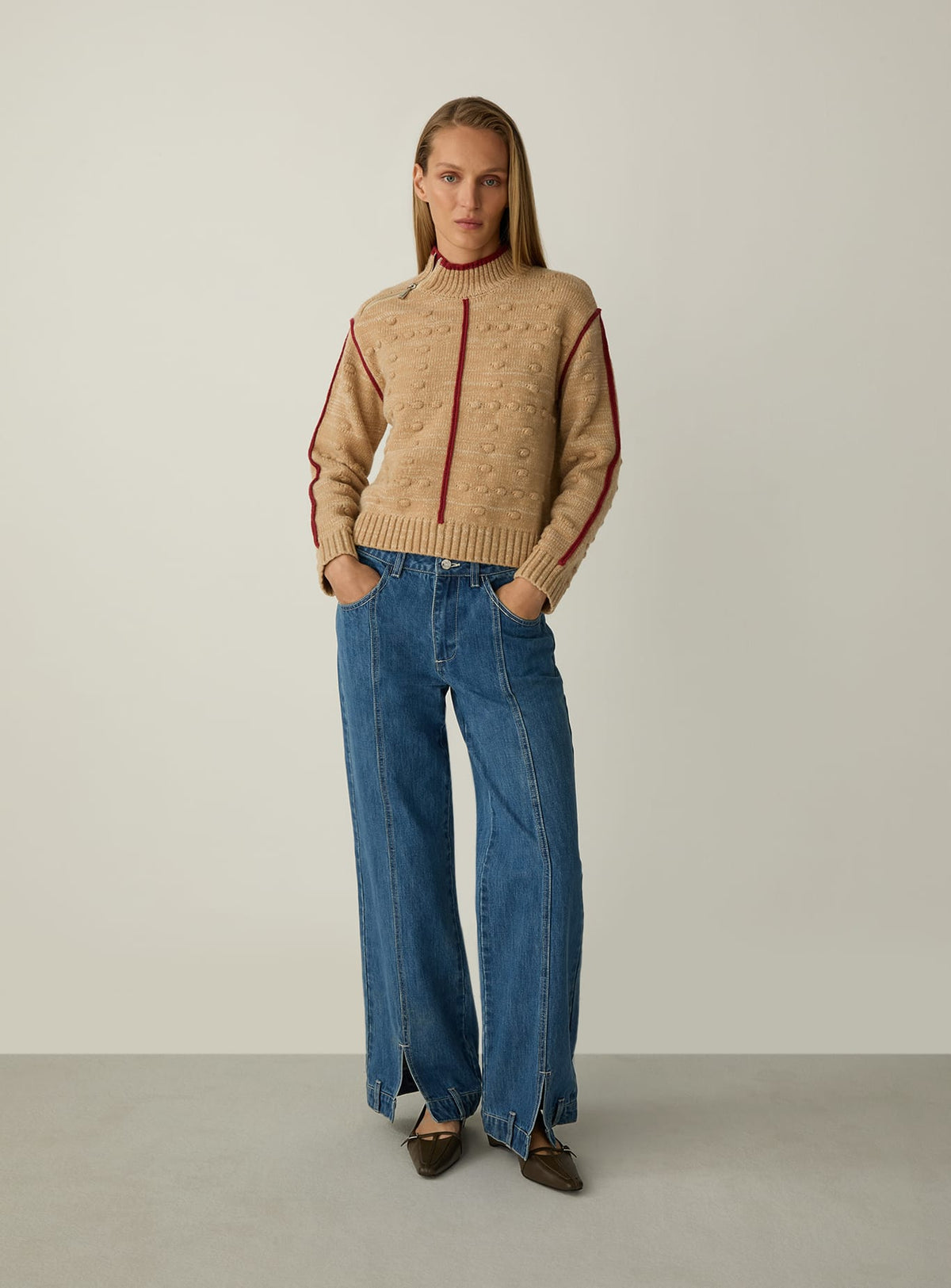 RIBES BEIGE TEXTURED KNIT