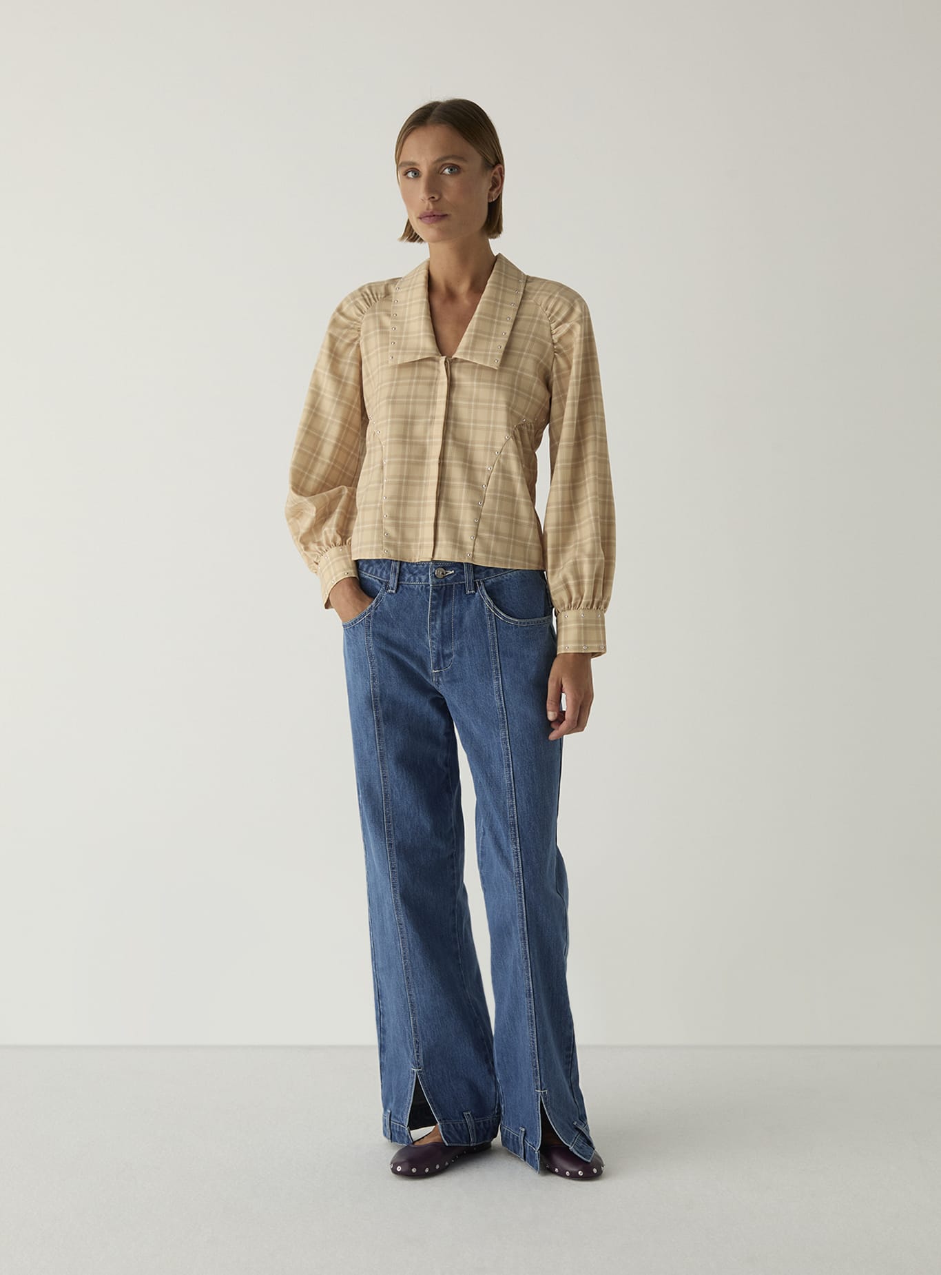 ROWAN BEIGE SQUARED BLOUSE