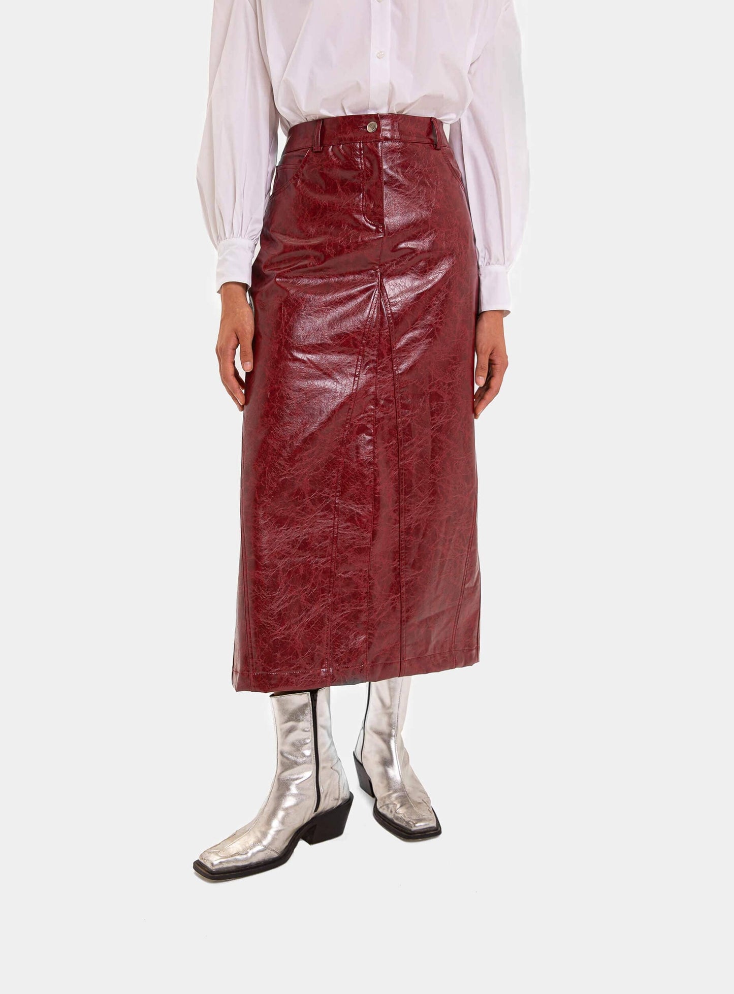 LAAGAM - ROXANNE FAUX LEATHER LONG SKIRT