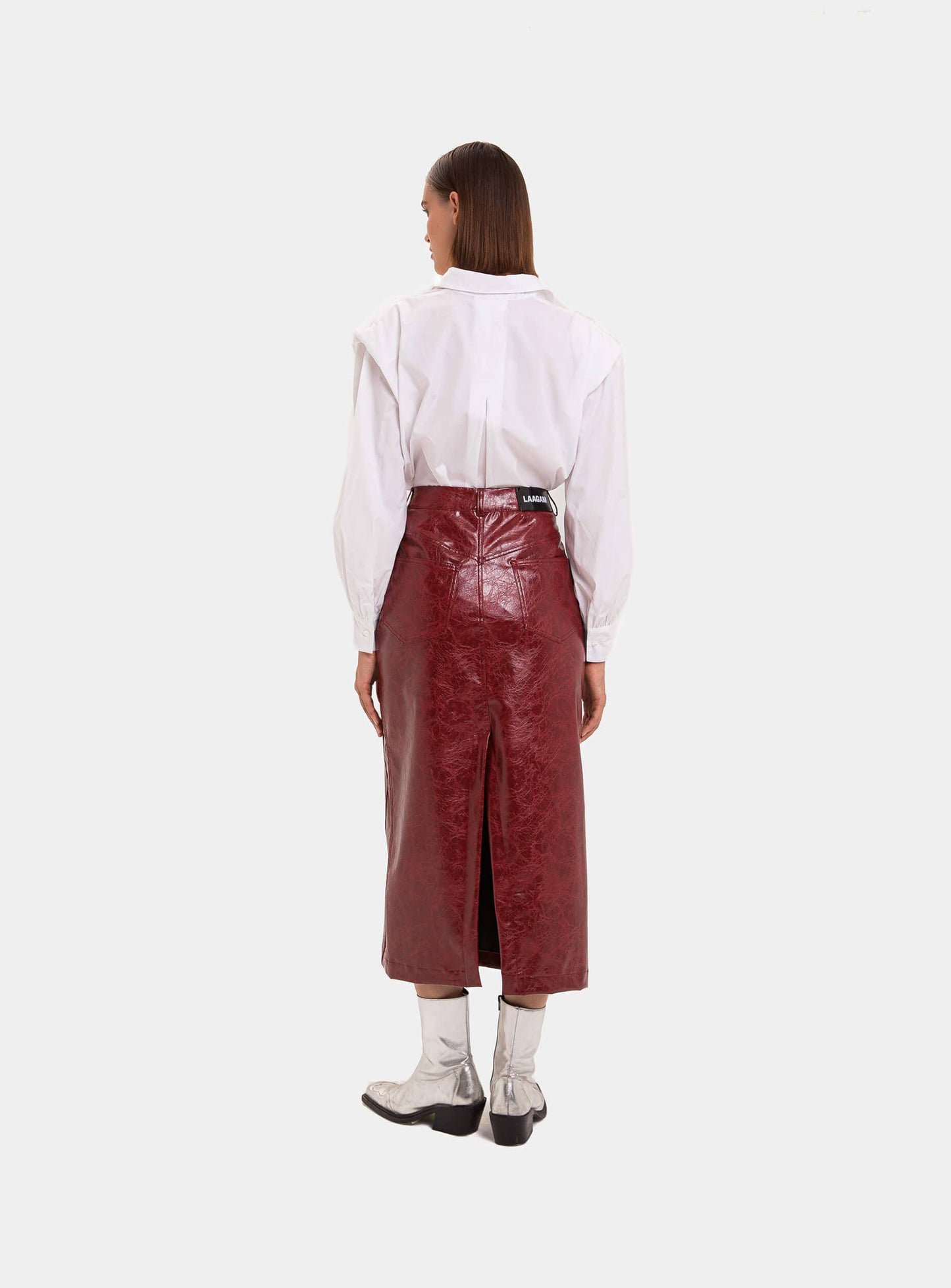 ROXANNE FAUX LEATHER LONG SKIRT