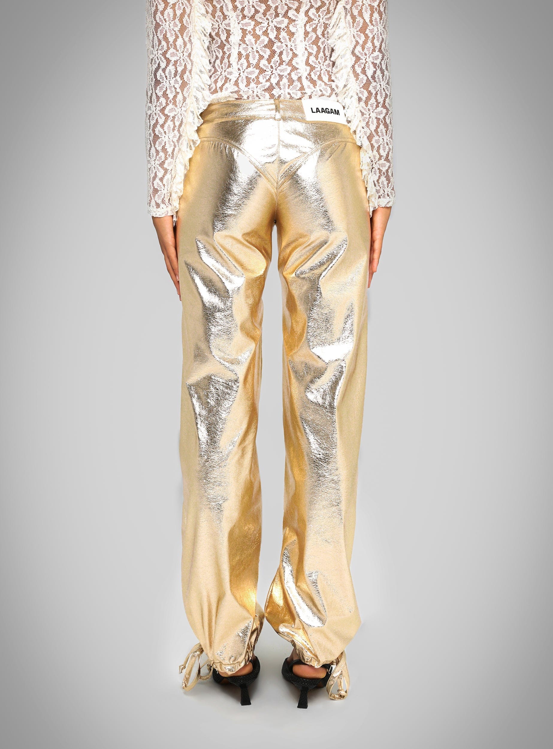 Gold pants womens hotsell