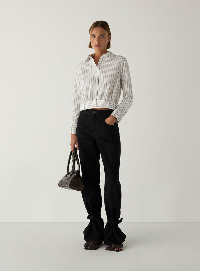 RYKA WHITE STRIPED SHIRT