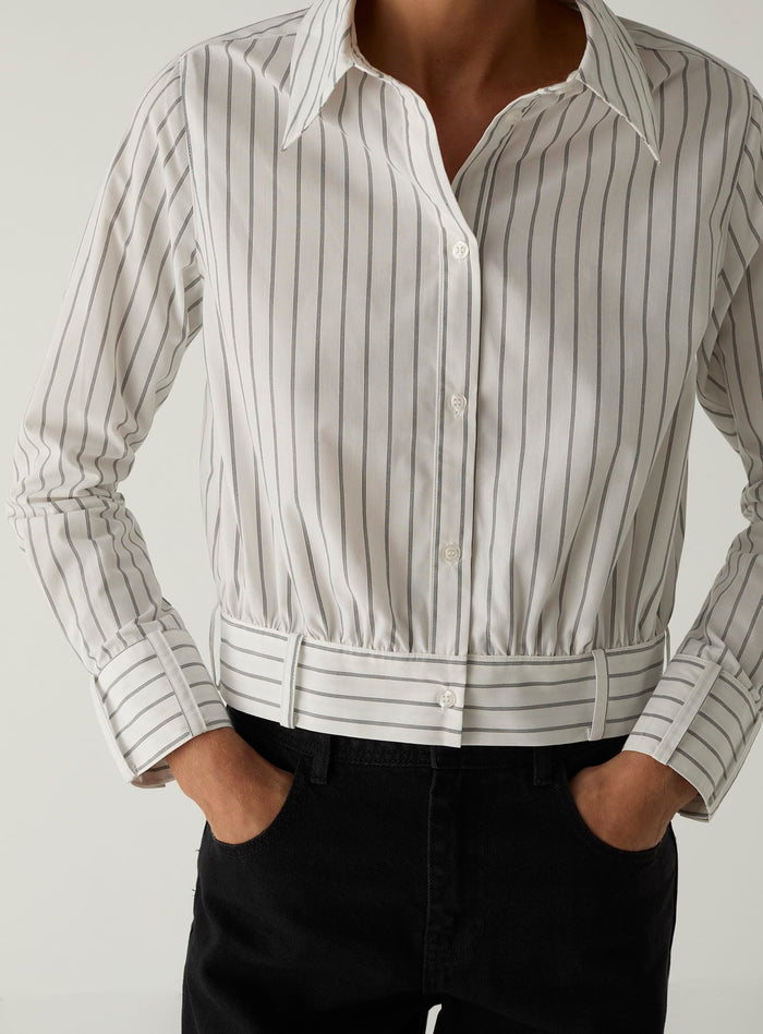 RYKA WHITE STRIPED SHIRT