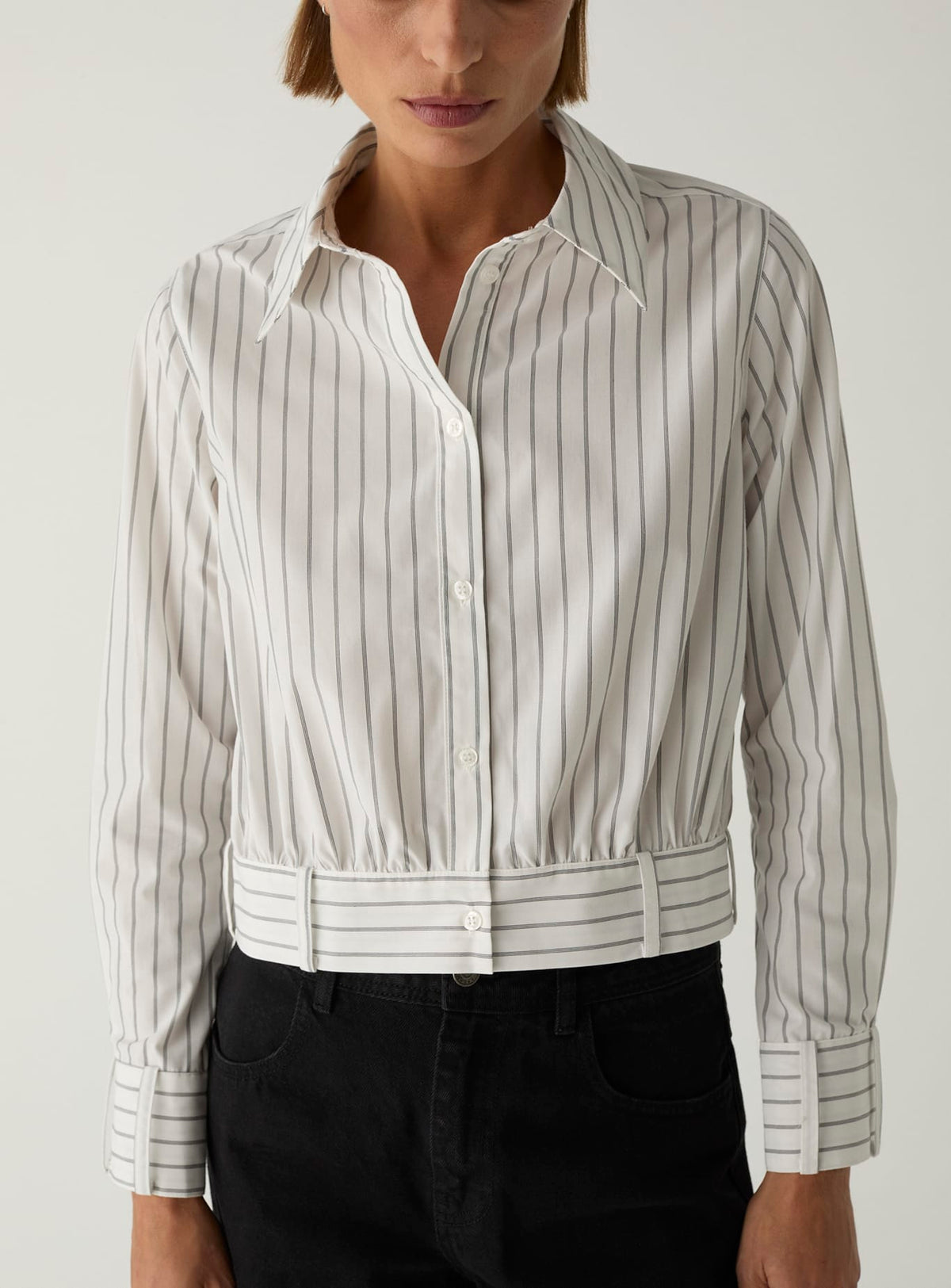 RYKA WHITE STRIPED SHIRT