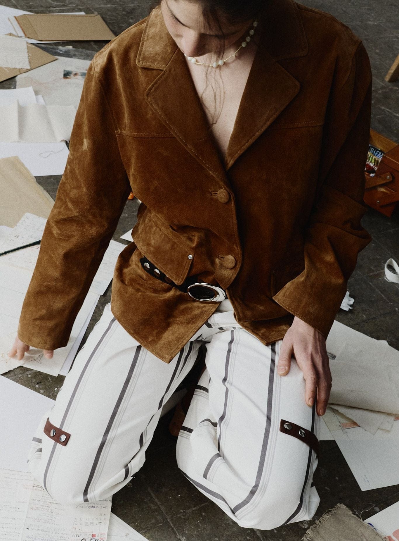 MAIRA REAL SUEDE BROWN LONG JACKET