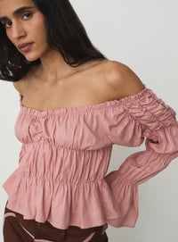 SADIE PINK LINEN RUCHED BLOUSE