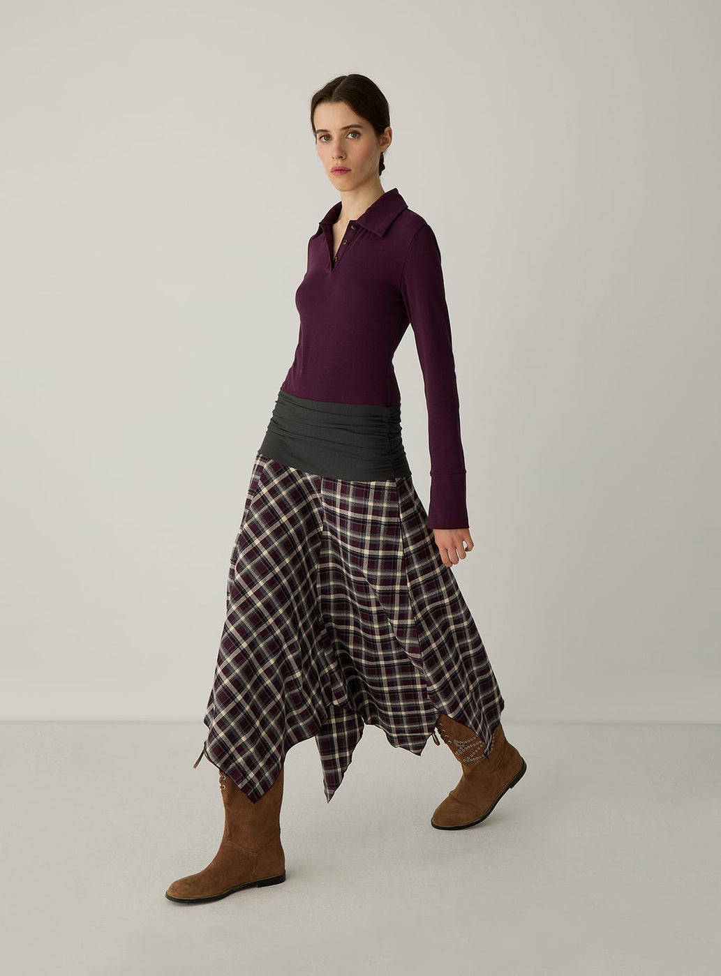 SHANTEL PLUM SQUARED MIDI DRESS