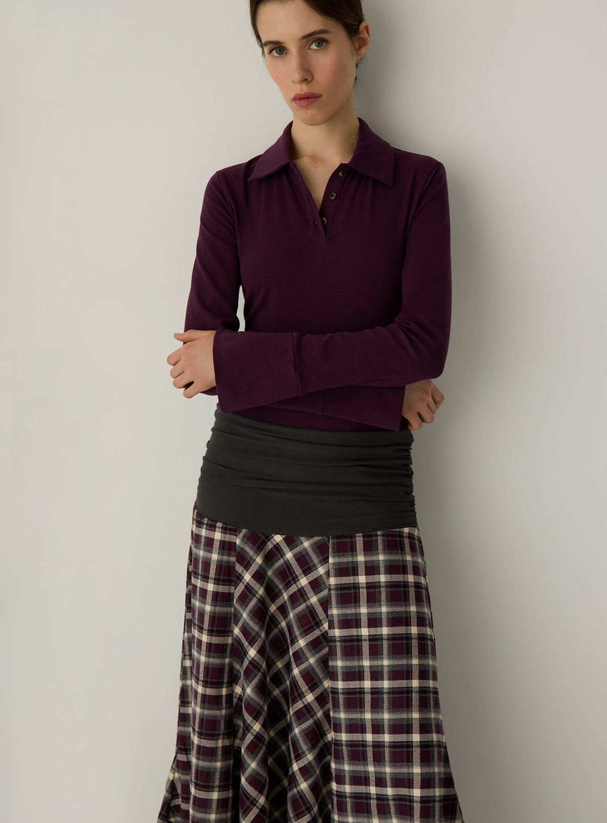 SHANTEL PLUM SQUARED MIDI DRESS