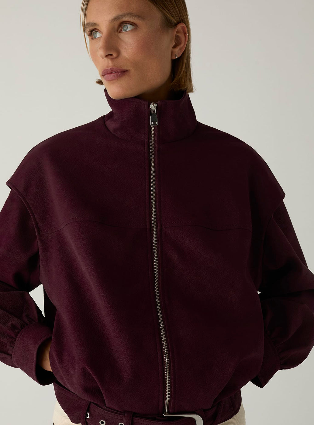 SIGNY BURGUNDY BOMBER JACKET