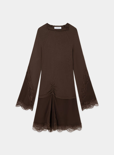 SISS BROWN KNIT SHORT DRESS