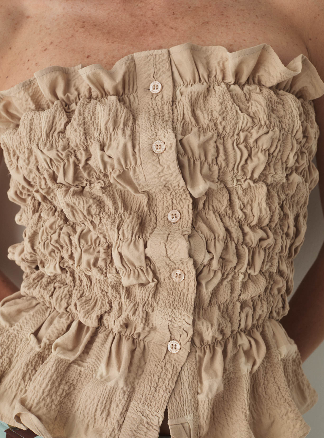 SUSAN SAND STRAPLESS TOP