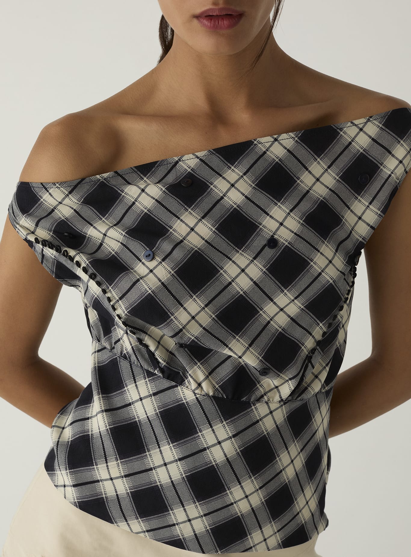 TATE BLACK SQUARED ASYMMETRIC TOP