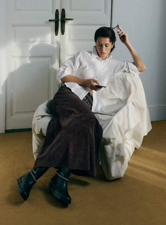 ZINNIA BROWN MIDI SKIRT