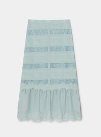VALENTINA BLUE LACE MIDI SKIRT