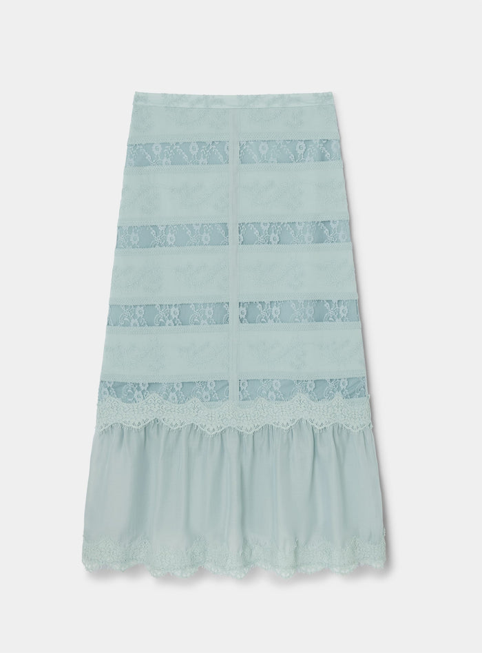 VALENTINA BLUE LACE MIDI SKIRT