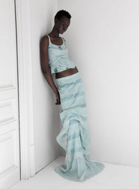 VALENTINA BLUE LACE MIDI SKIRT