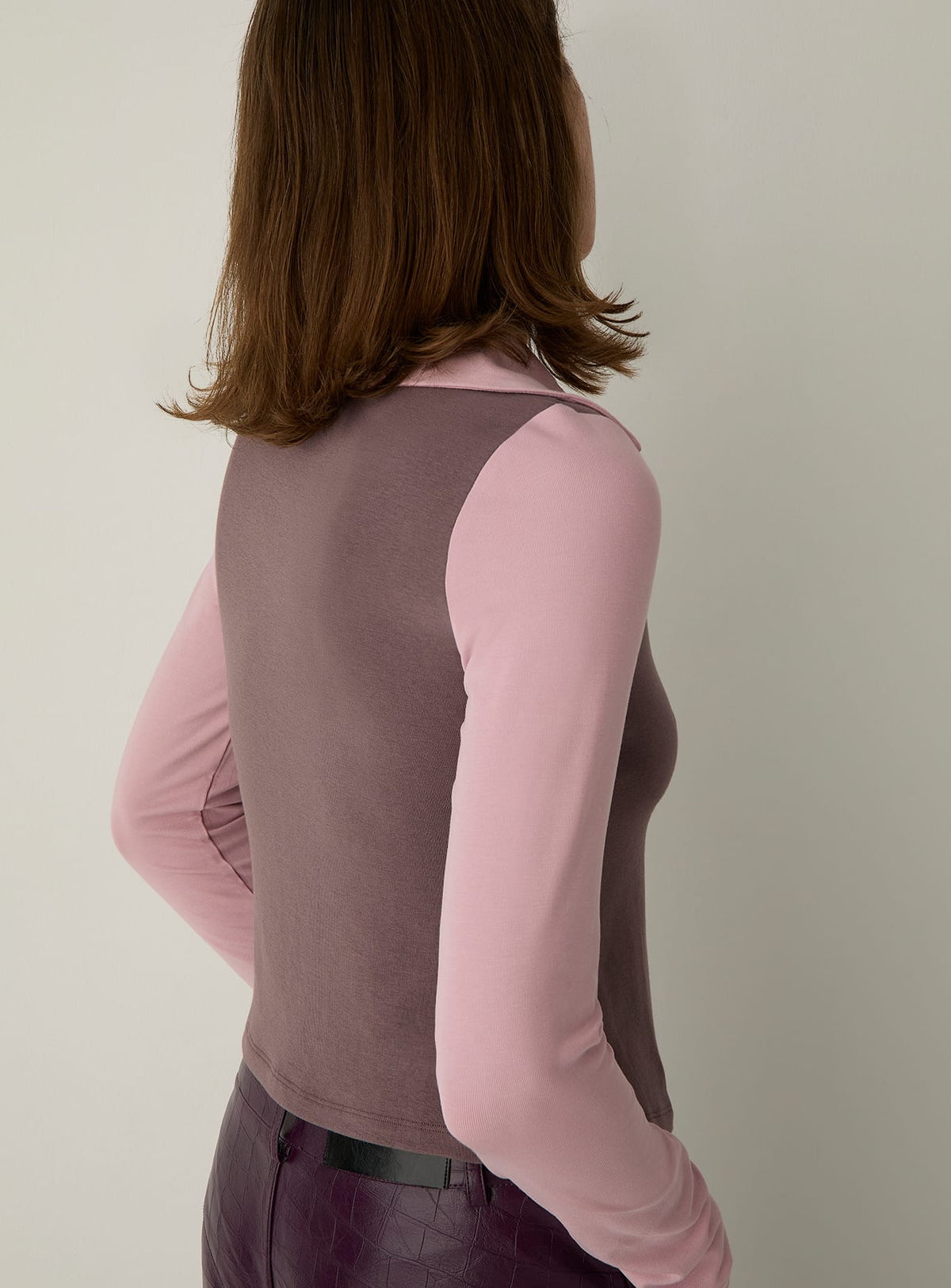 VESPER PINK LONG SLEEVE POLO T-SHIRT