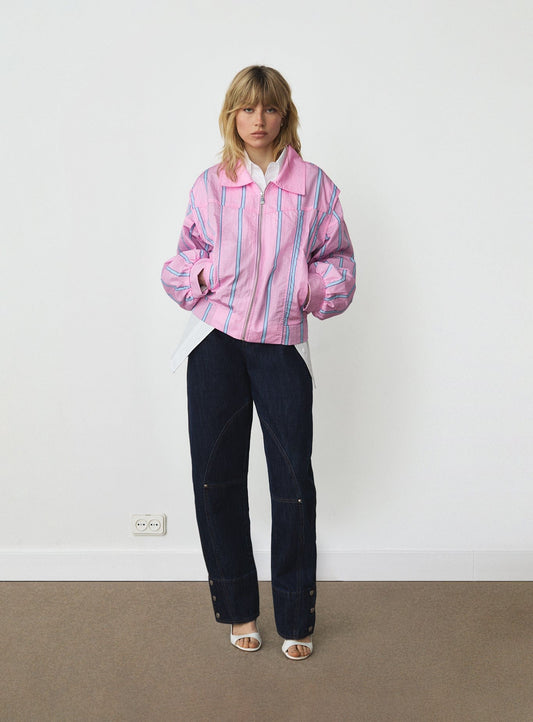 WATSON PINK STRIPED BOMBER JACKET
