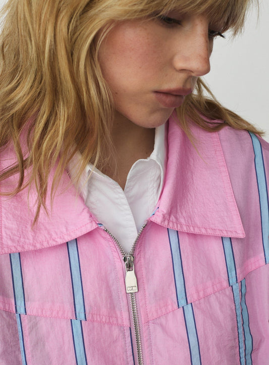 WATSON PINK STRIPED BOMBER JACKET