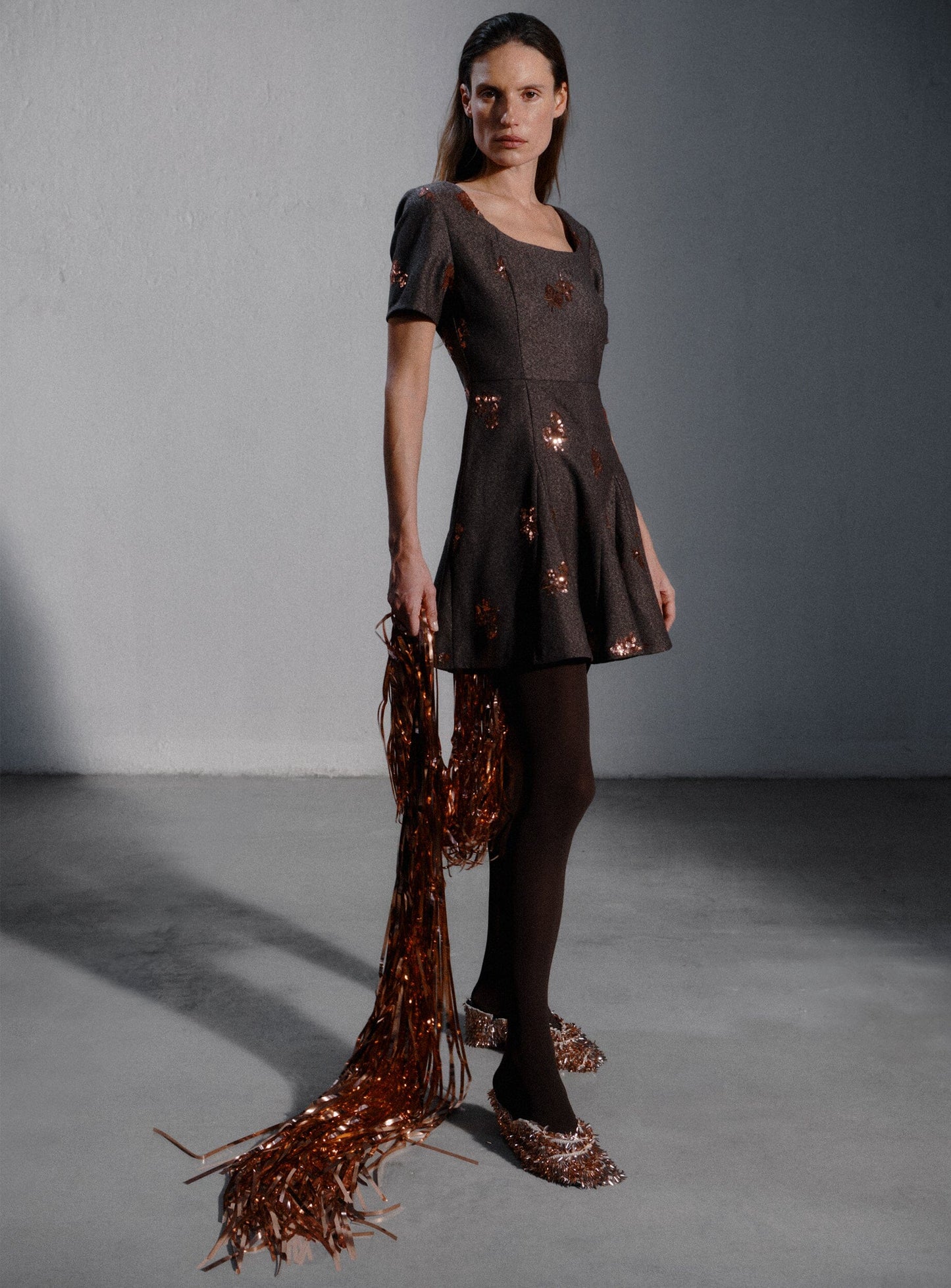 MAELYS BROWN SHORT DRESS