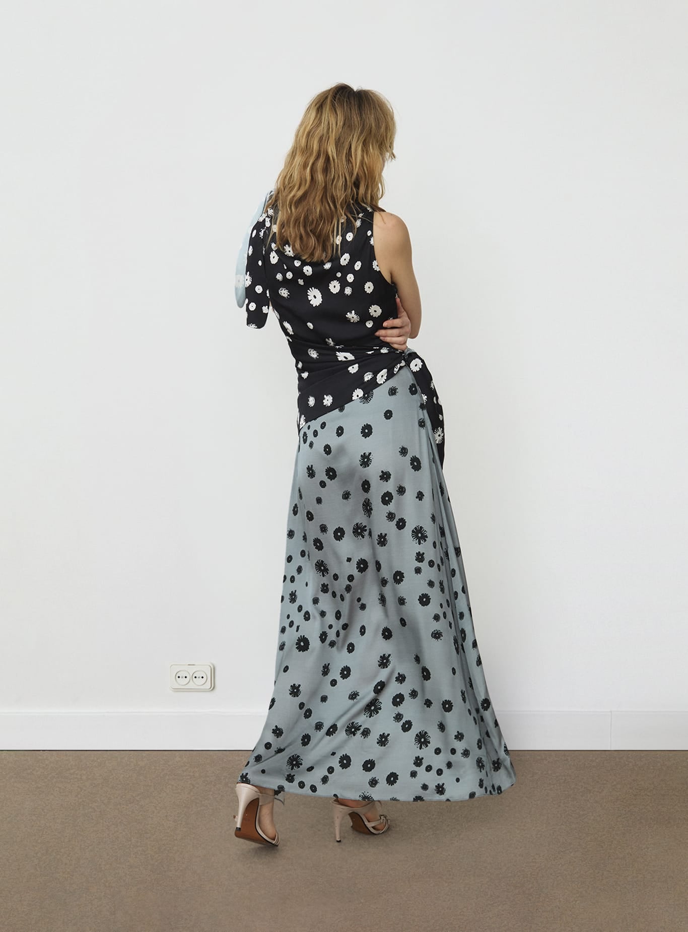 YANET WRAPPED GREY MIDI DRESS