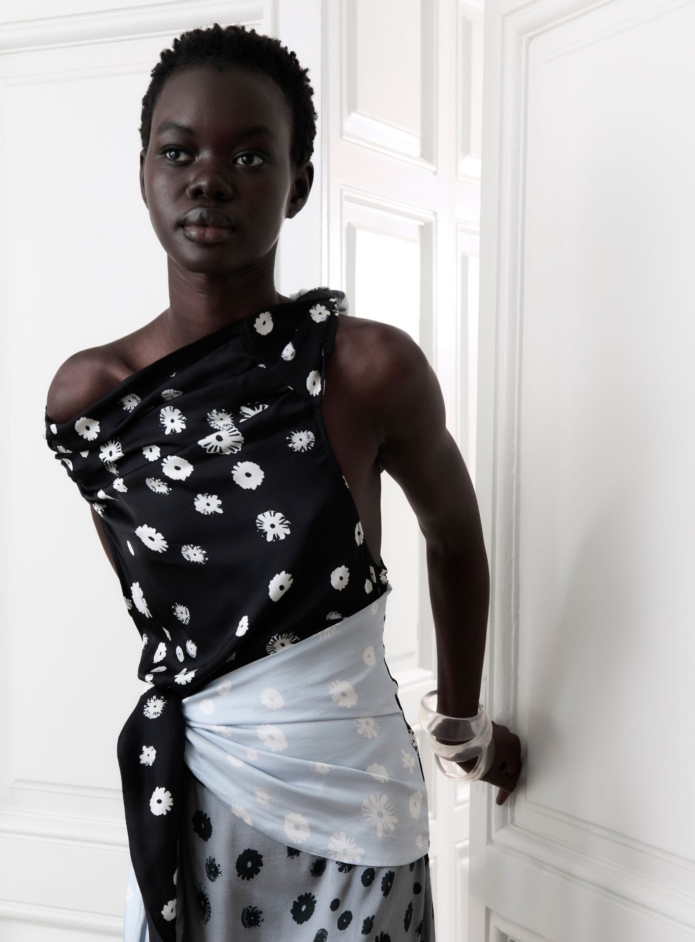 YANET WRAPPED GREY MIDI DRESS