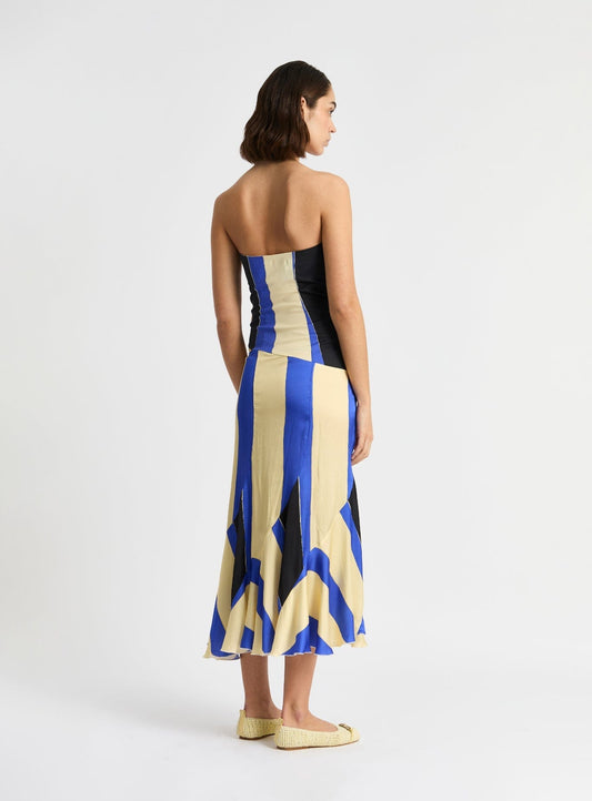 ARIA PANACOTTA STRIPED MIDI DRESS